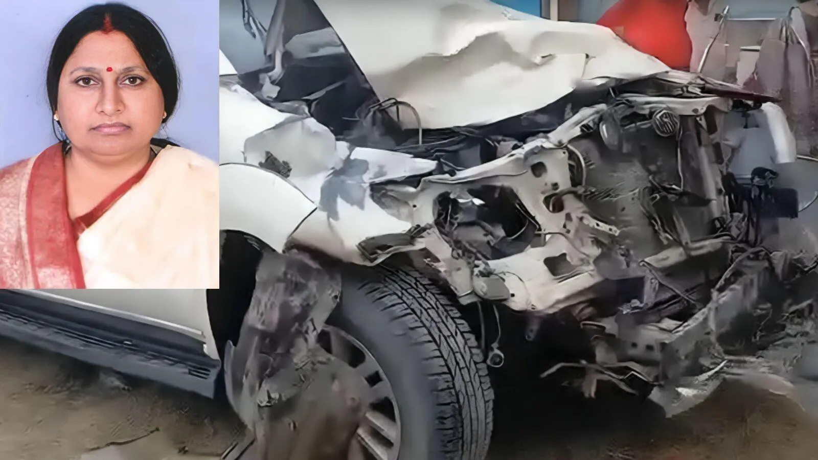 अचानक नीलगाय की चपेट में आने से बाल बाल बची सपा विधायक इंद्राणी वर्मा कार हुई क्षतिग्रस्त ।