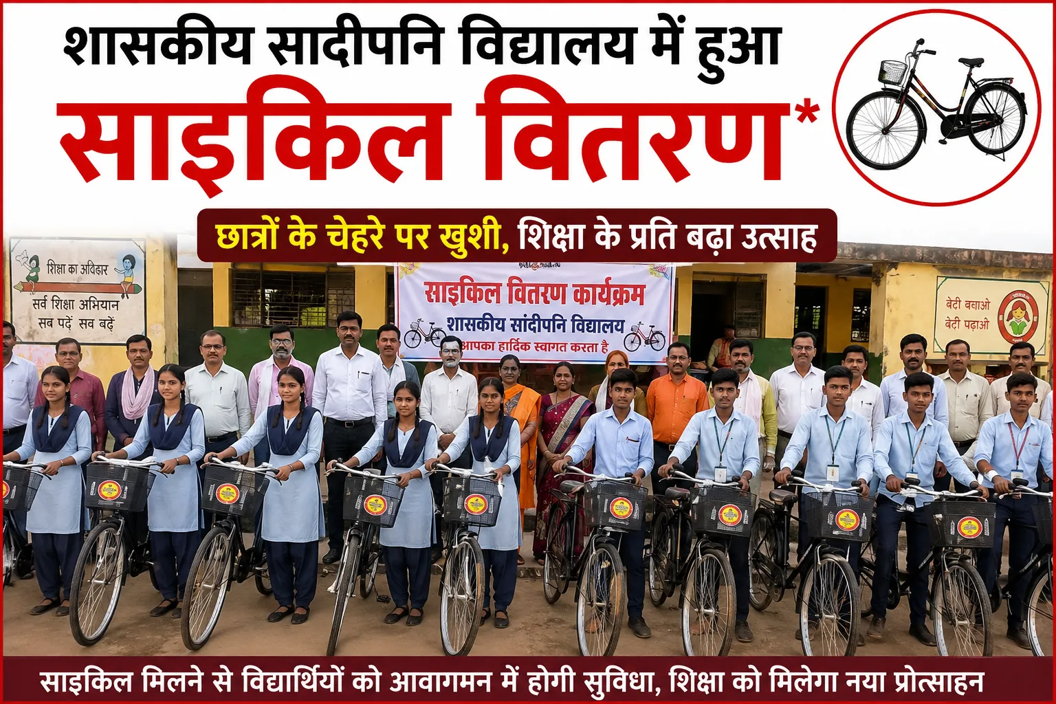**शासकीय सांदीपनि विद्यालय में हुआ साइकिल वितरण*
