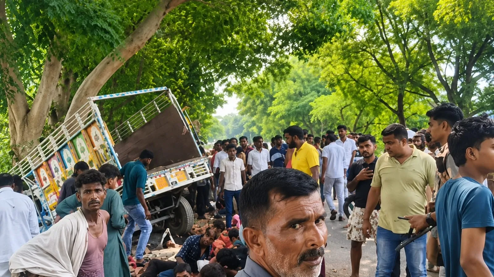 फ़तेहपुर के बिंदकी में श्रद्धालुओं से भरी सवारी लोडर पेड़ से टकराई, दो दर्जन से अधिक घायल