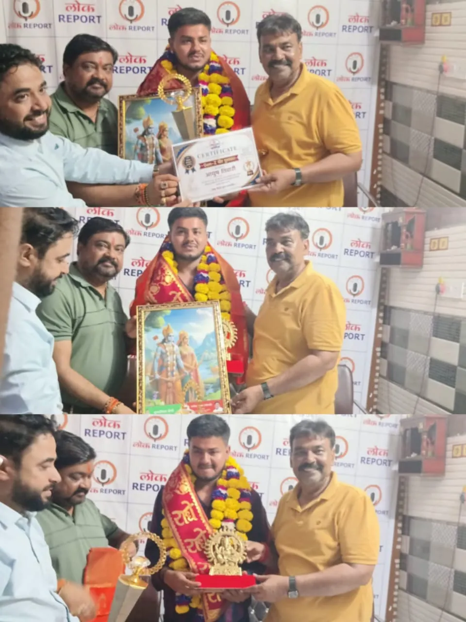 साहसी युवक आयुष तिवारी को सदर विधायक पंकज गुप्ता ने सम्मानित किया।