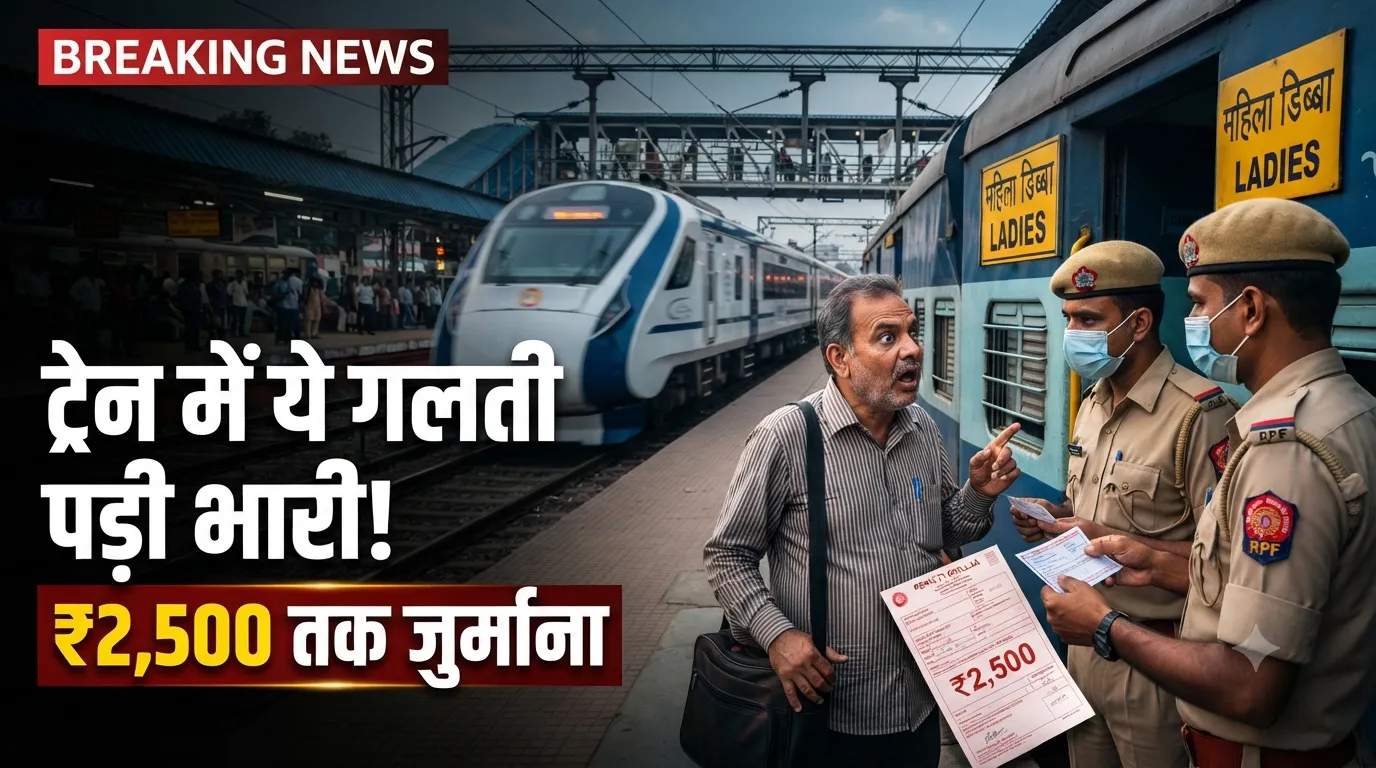 👉 रेलवे में ये 7 गलतियां पड़ेंगी भारी! ₹100 वाला जुर्माना पहुंचा ₹2,000, महिला कोच में घुसे तो ₹2,500 का चालान