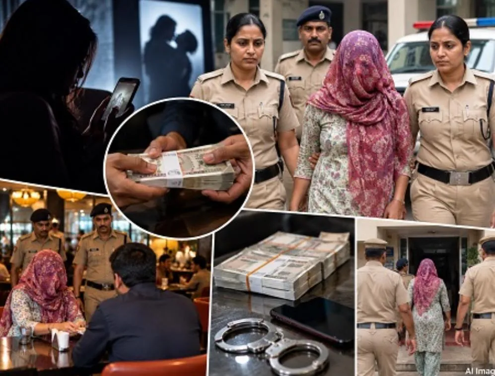 फरीदाबाद में हनीट्रैप के आरोप में महिला गिरफ्तार, 1 लाख रुपये बरामद,।