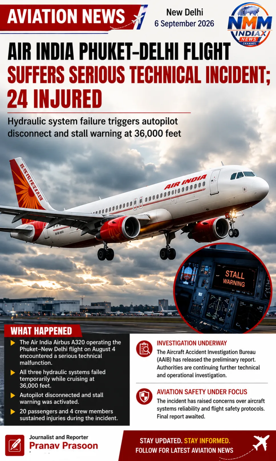Air India Phuket–Delhi Flight Suffers Serious Technical Incident; 24 Injured ✈️