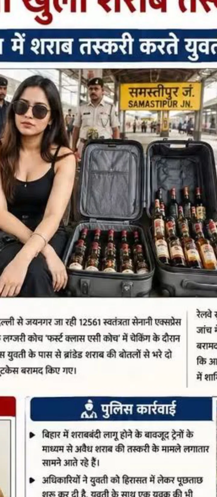 स्वतंत्रता सेनानी ट्रेन मेंकाफी मात्रा में शराब लेकर नेहा झा हुए गिरफ्तार