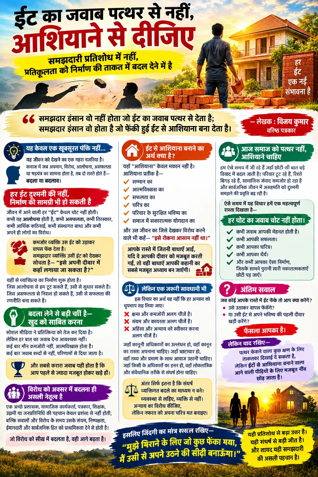 " ईंट का जवाब पत्थर से नहीं, आशियाने से दीजिए "