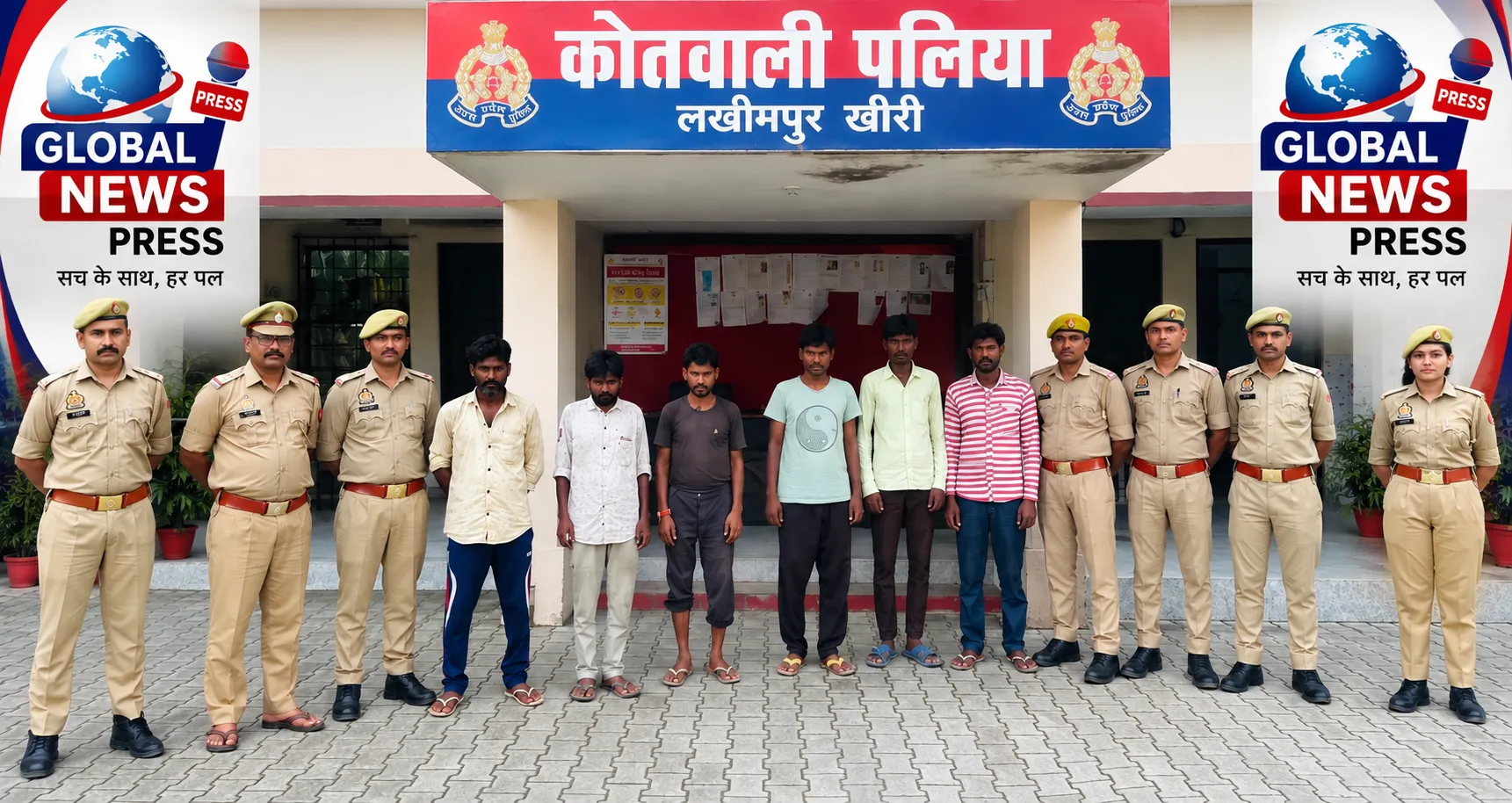 पलिया पुलिस ने छह वारंटी अभियुक्तों को किया गिरफ्तार*