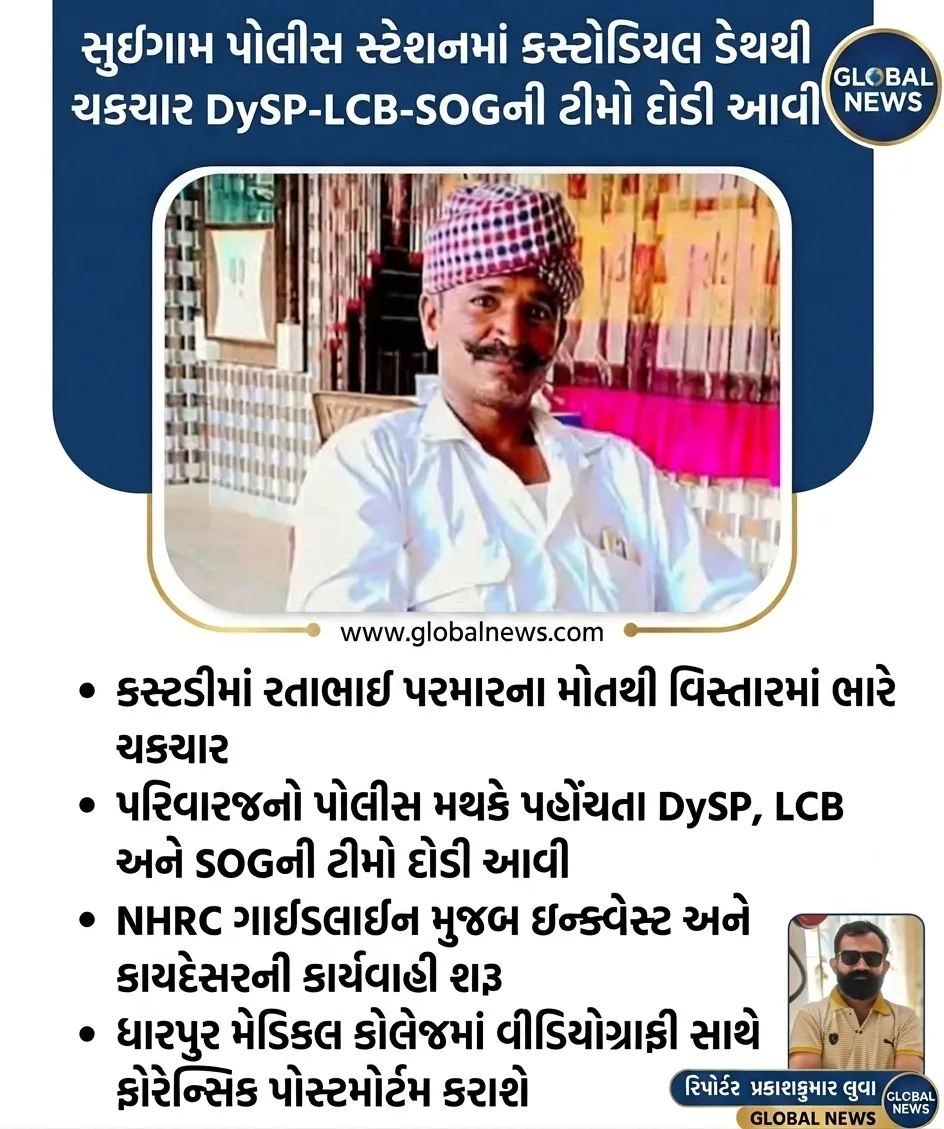 સુઈગામ પોલીસ મથકમાં અટકાયત બાદ યુવકના મોતથી ખળભળાટ