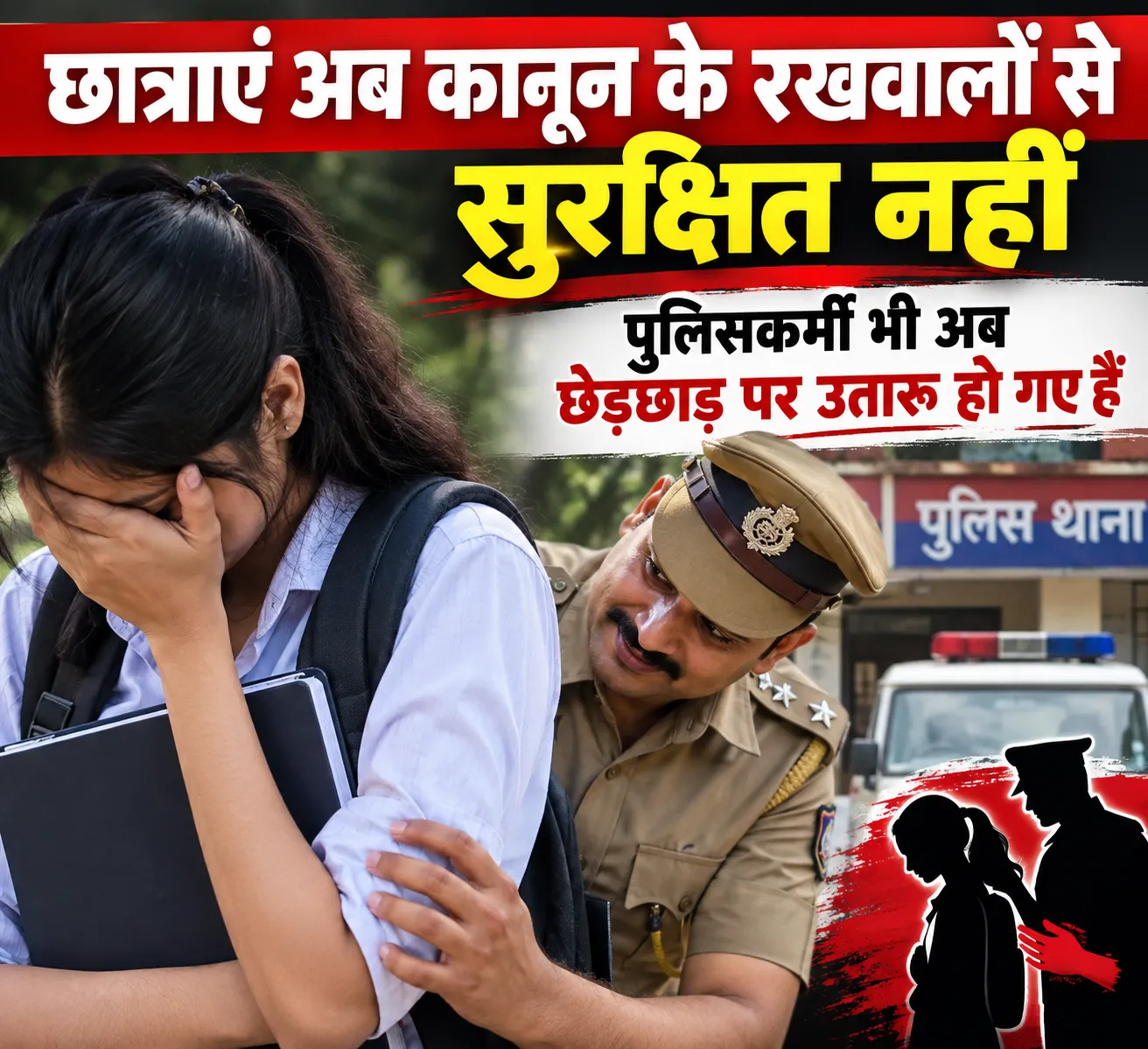 *👉छात्राएं अब कानून के रखवालों से सुरक्षित नहीं, पुलिसकर्मी भी अब छेड़छाड़ पर उतारू हो गए हैं*