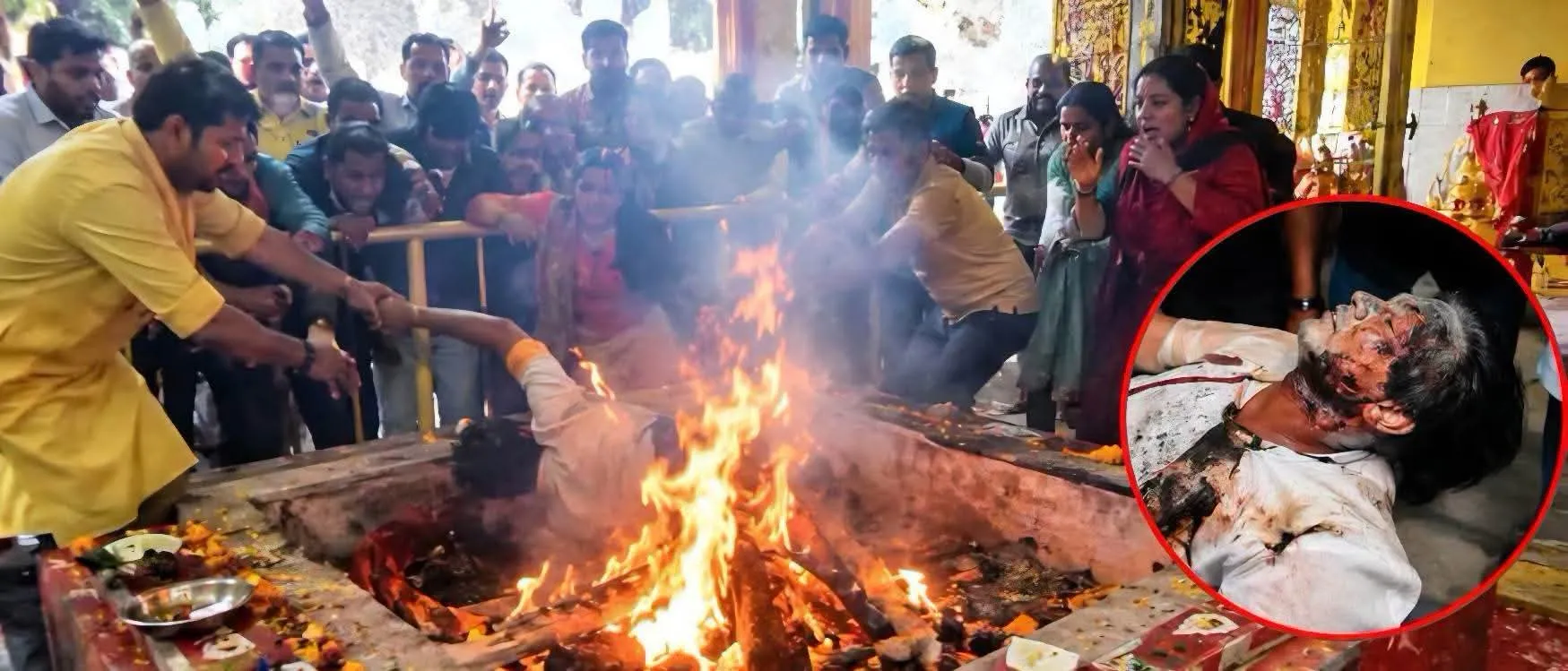 🧿देहरा के बगलामुखी मंदिर में हवन के दौरान बड़ा हादसा, हवन कुंड में गिरा श्रद्धालु🧿