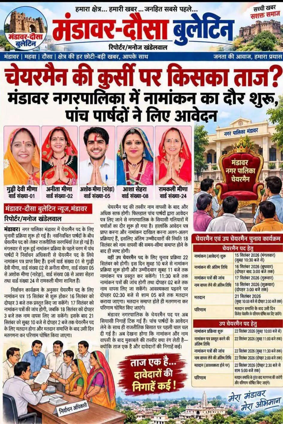 ंडावर में उम्मीदवारों को लेकर सरगर्मी, भाजपा और कांग्रेस के बीच मुकाबला तेज