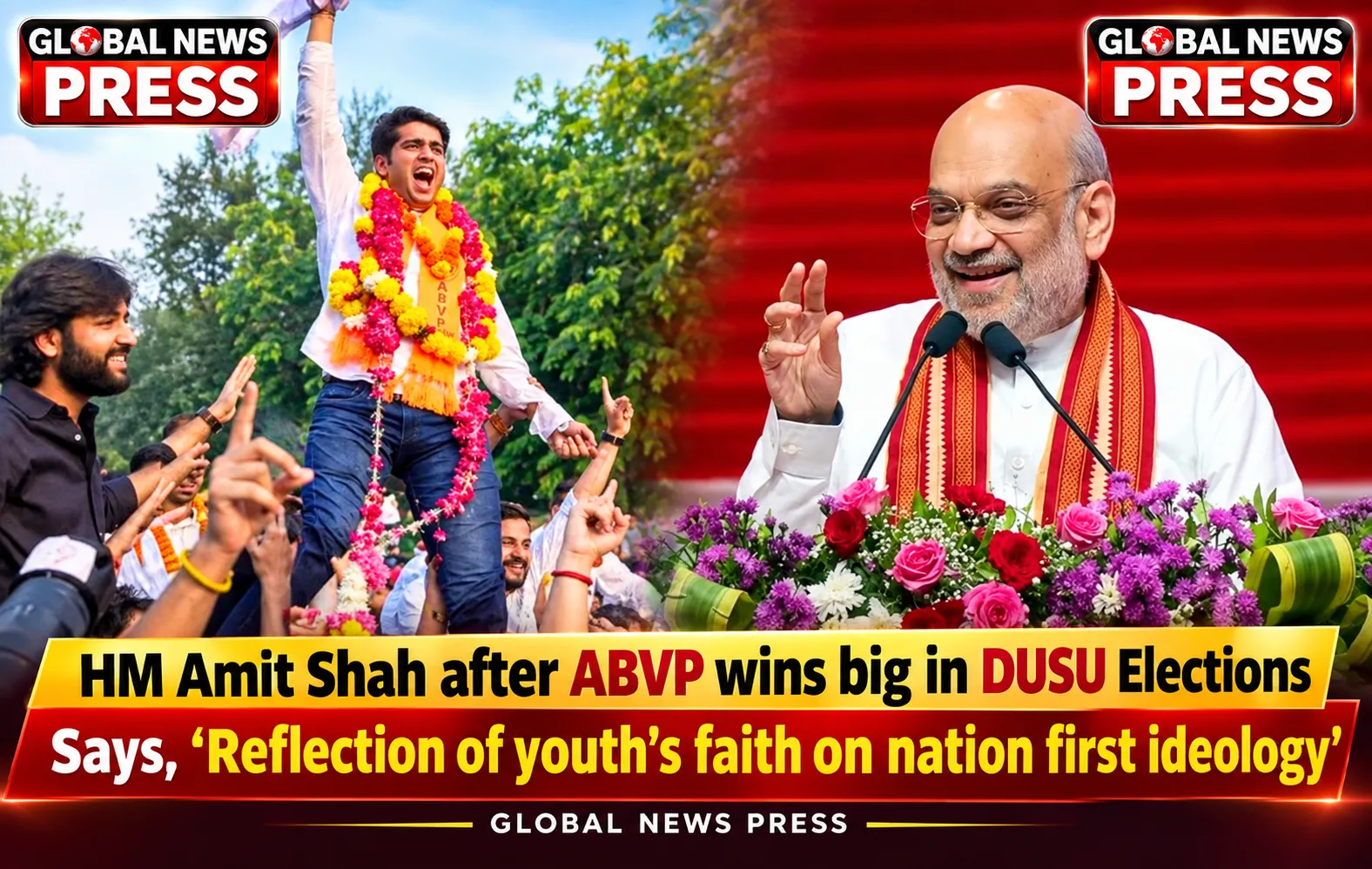 केंद्रीय गृहमंत्री अमित शाह ने सोशल मीडिया के जरिए ABVP कार्यकर्ताओं को इस शानदार जीत पर बधाई दी।