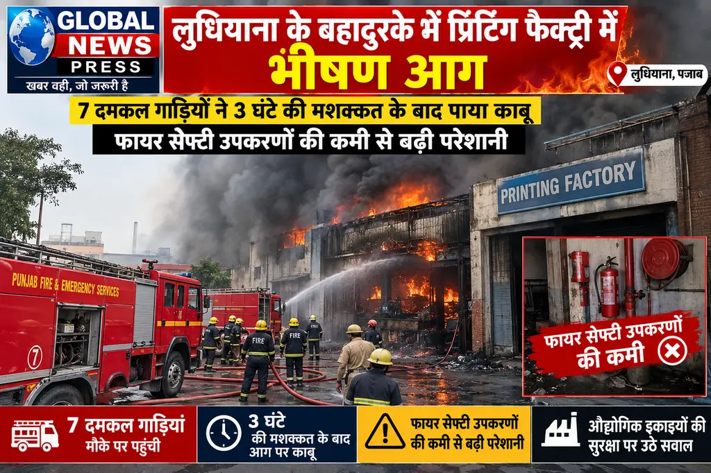 GLOBAL NEWS PRESS
🔴 लुधियाना के बहादुरके में प्रिंटिंग फैक्ट्री में भीषण आग, 7 दमकल गाड़ियों ने 3 घंटे की मशक्कत के बाद