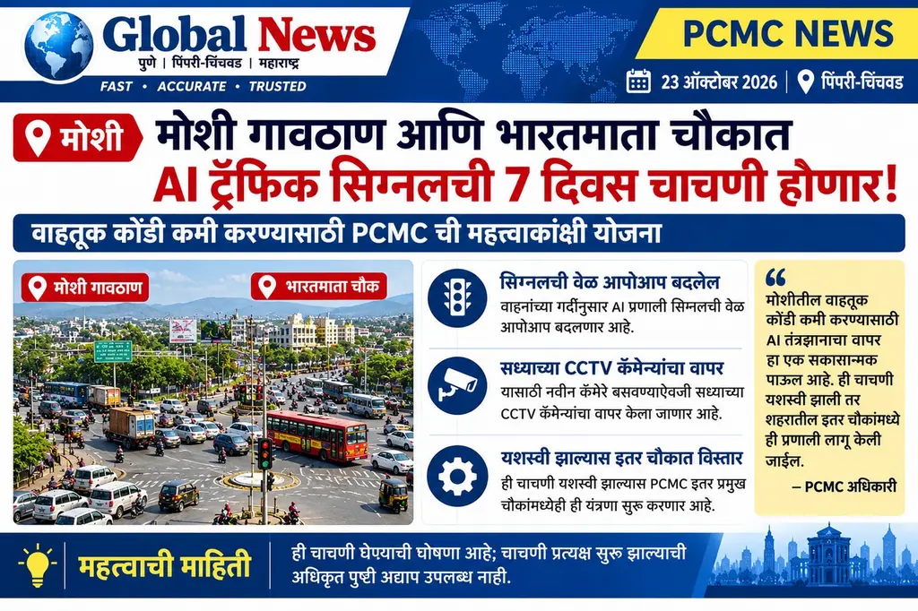 🚨 मोशीतील वाहतूक कोंडी फोडण्यासाठी AI सिग्नल यंत्रणा! भारतमाता चौकासह दोन चौकांत चाचणी होणार....