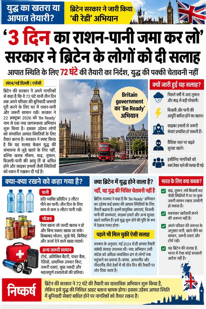 🇬🇧 आखिर ब्रिटेन सरकार ने अपने नागरिकों से 3 दिन का राशन-पानी जमा रखने को क्यों कहा?
क्या दुनिया किसी बड़े संकट की ओर -