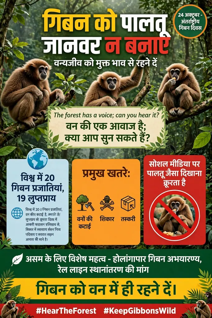 *#गिबन को पालतू जानवर न बनाएं - पर्यावरण कार्यकर्ता अपूर्व बल्लभ गोस्वामी की अपील*