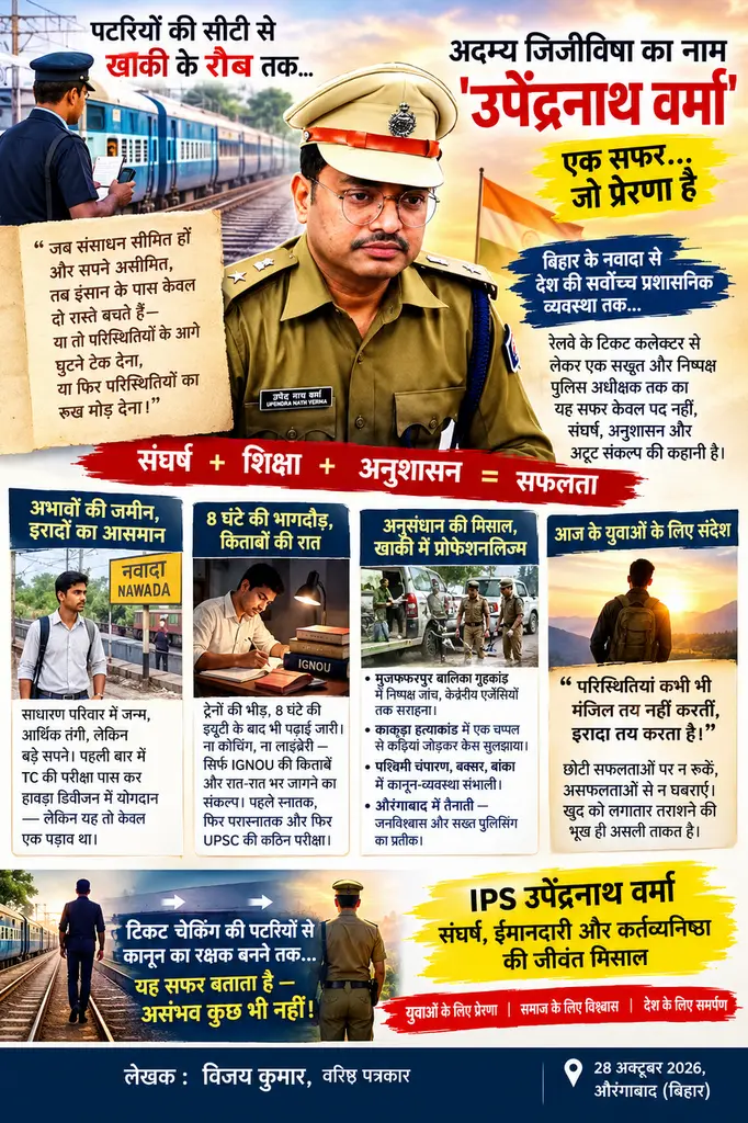पटरियों की सीटी से खाकी के रौब तक :
अदम्य जिजीविषा का नाम 'उपेंद्रनाथ वर्मा'