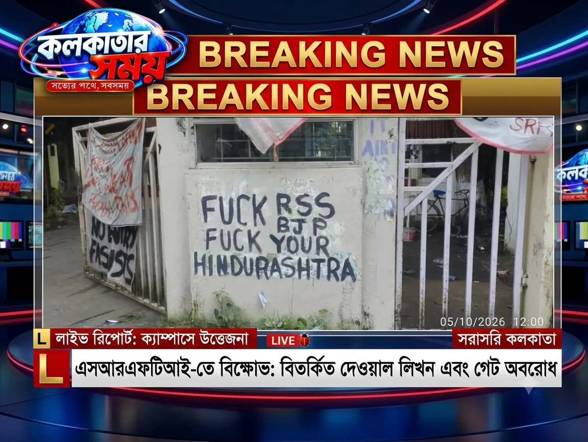 SRFTI-তে সংঘর্ষ, RSS-কে লক্ষ্য করে অশালীন দেওয়াল লিখন: তীব্র নিন্দা