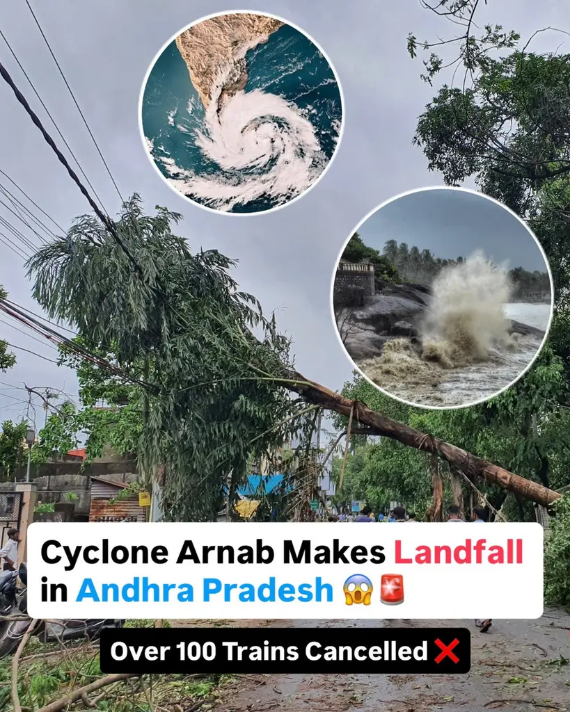 Very severe cyclonic storm Arnab crossed the Andhra Pradesh and Yanam coasts on Wednesday morning (October 28, 2026)