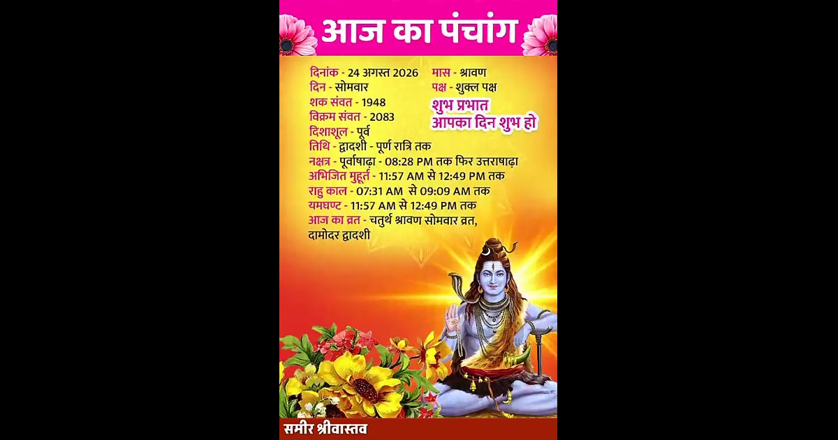 आज का पंचांग 24.08.2026