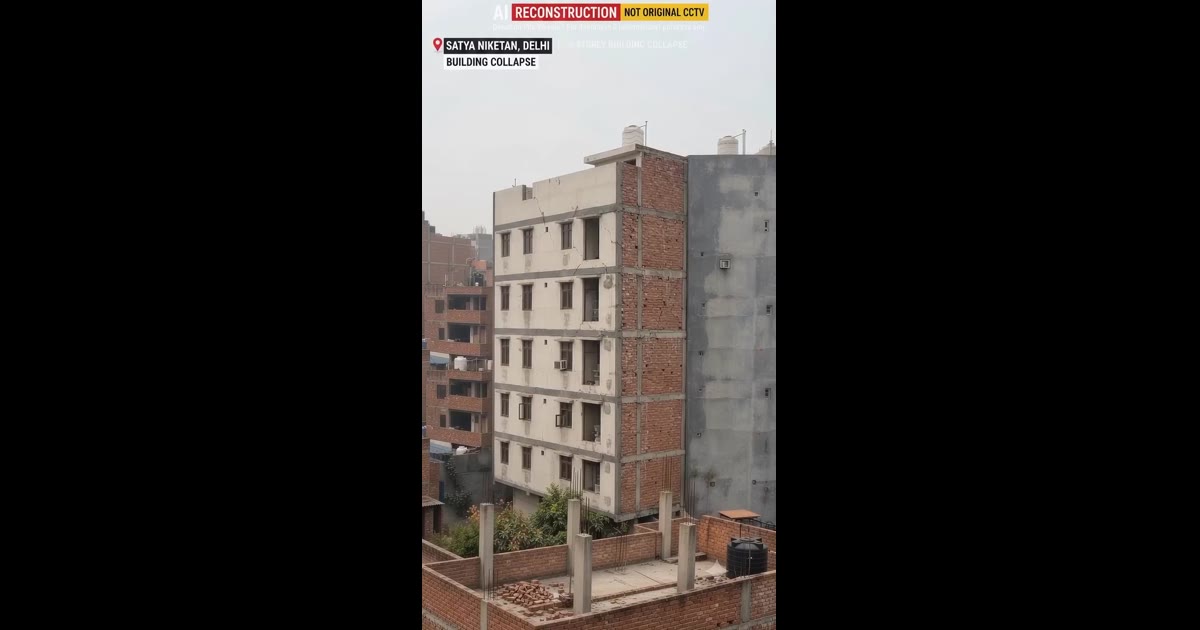 दिल्ली के सत्य निकेतन में इमारत गिरने की घटना: AI रिकंस्ट्रक्शन वाला वीडियो वायरल